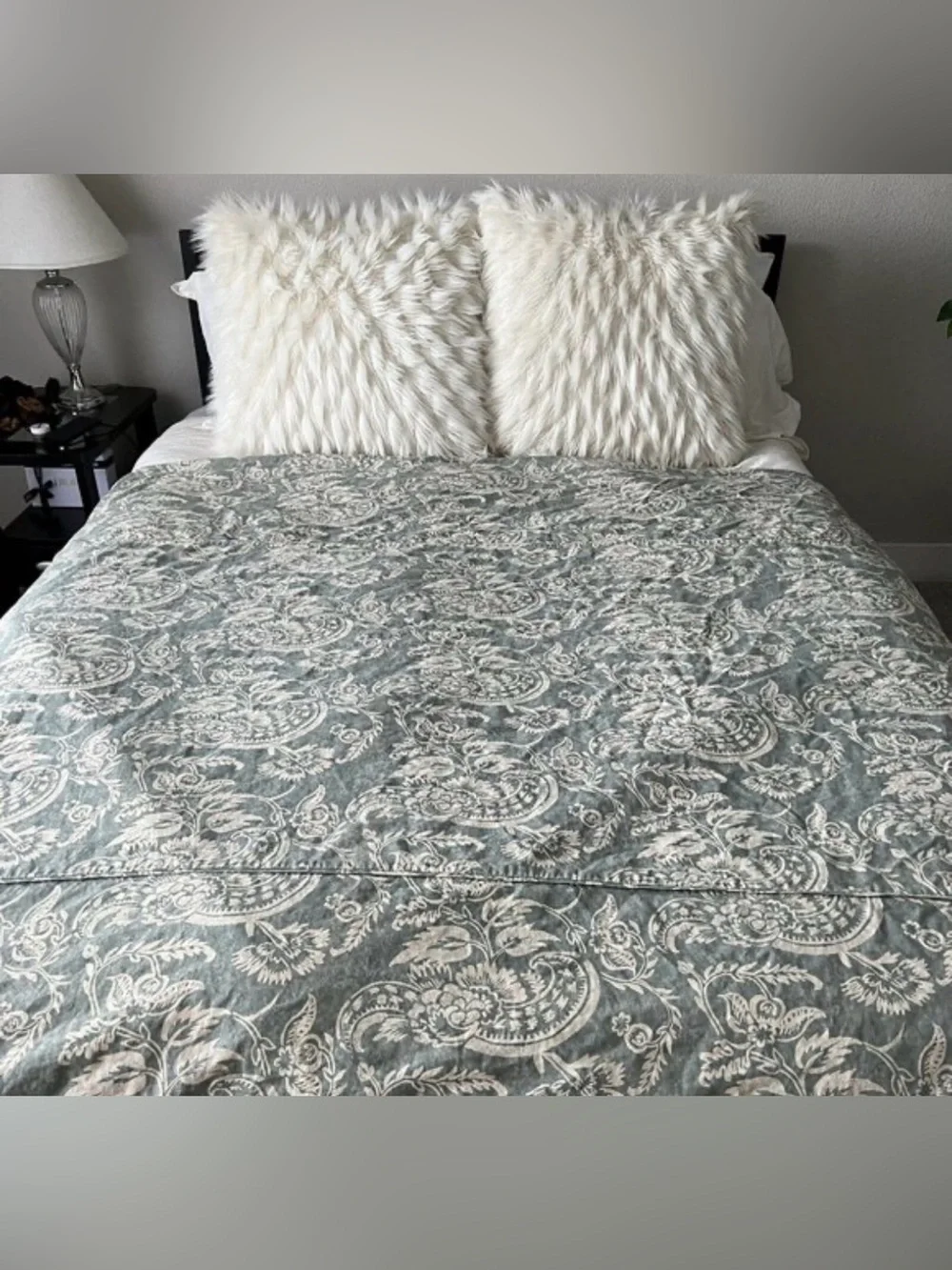 Pottery barn king Alessandra floral linen cotton duvet cover and shams